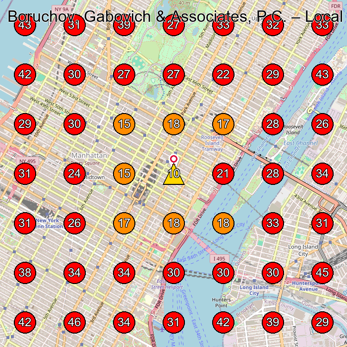 Boruchov, Gabovich & Associates, P.C. GeoGrid visibility map for Tax Attorney in New York